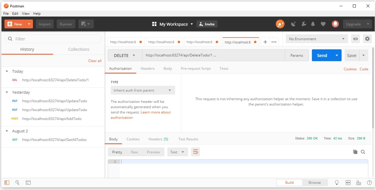 Delete Method Result