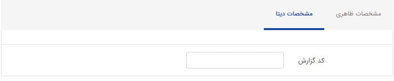 تب مشخصات دیتا کادر پویای نمایش گزارش