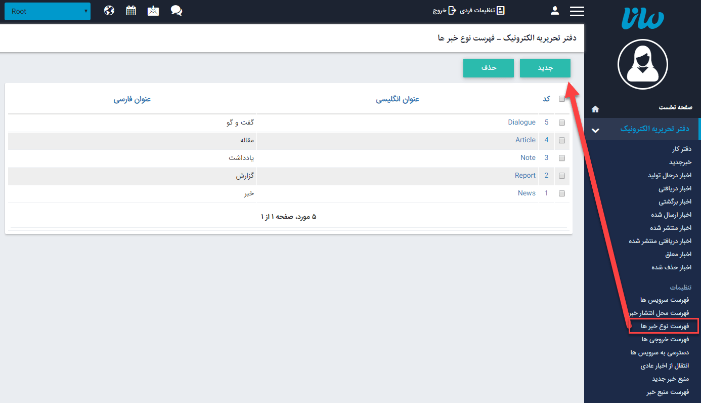 نوع خبر جدید