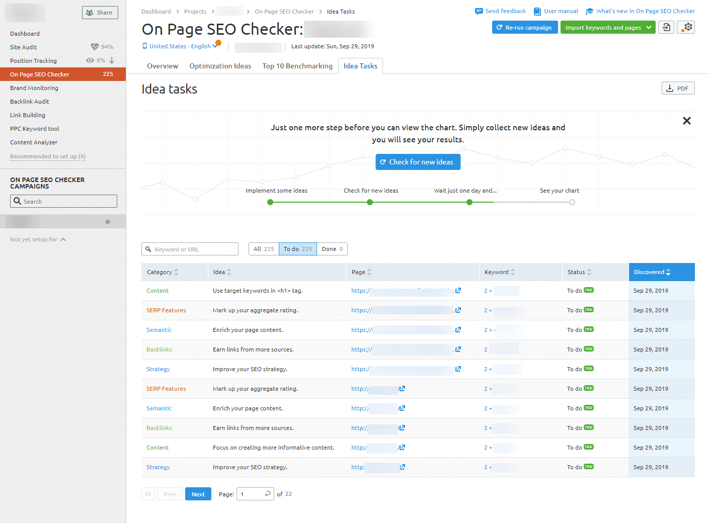 semrush on page seo checker  task idea