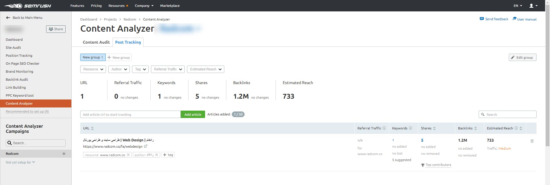 contetnt Analyzer- post tracking