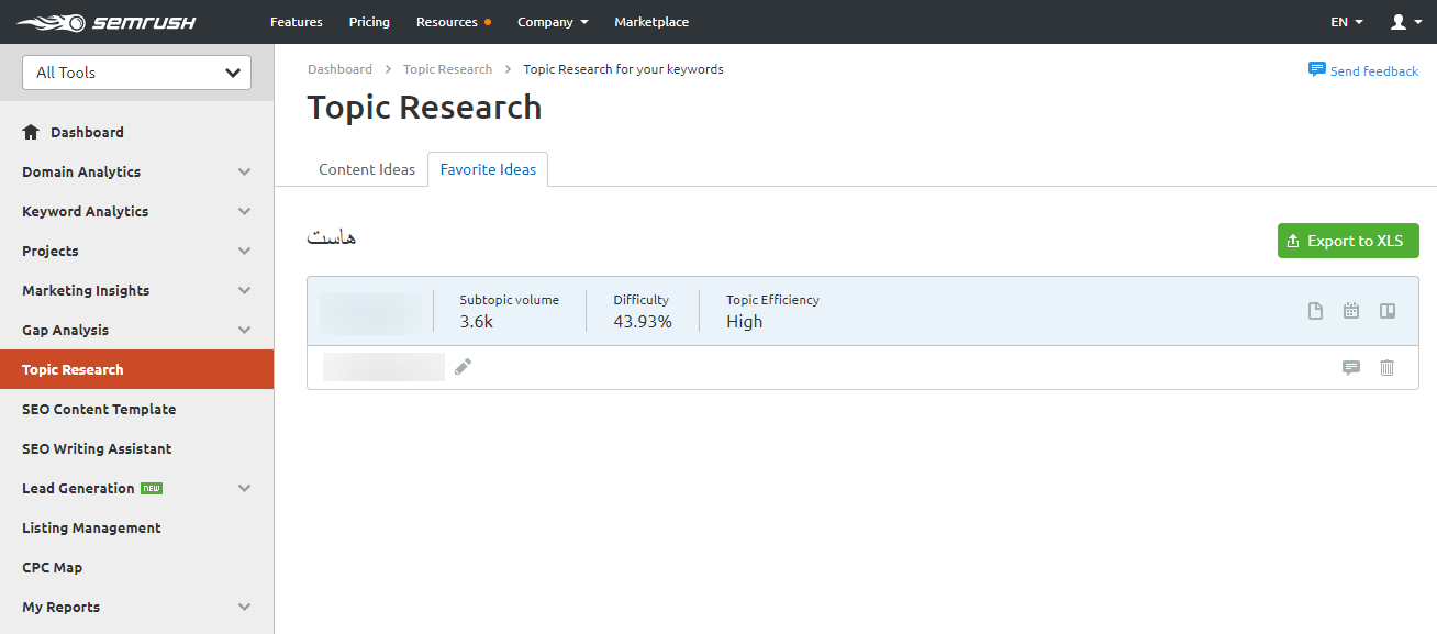 favorite idea topic research
