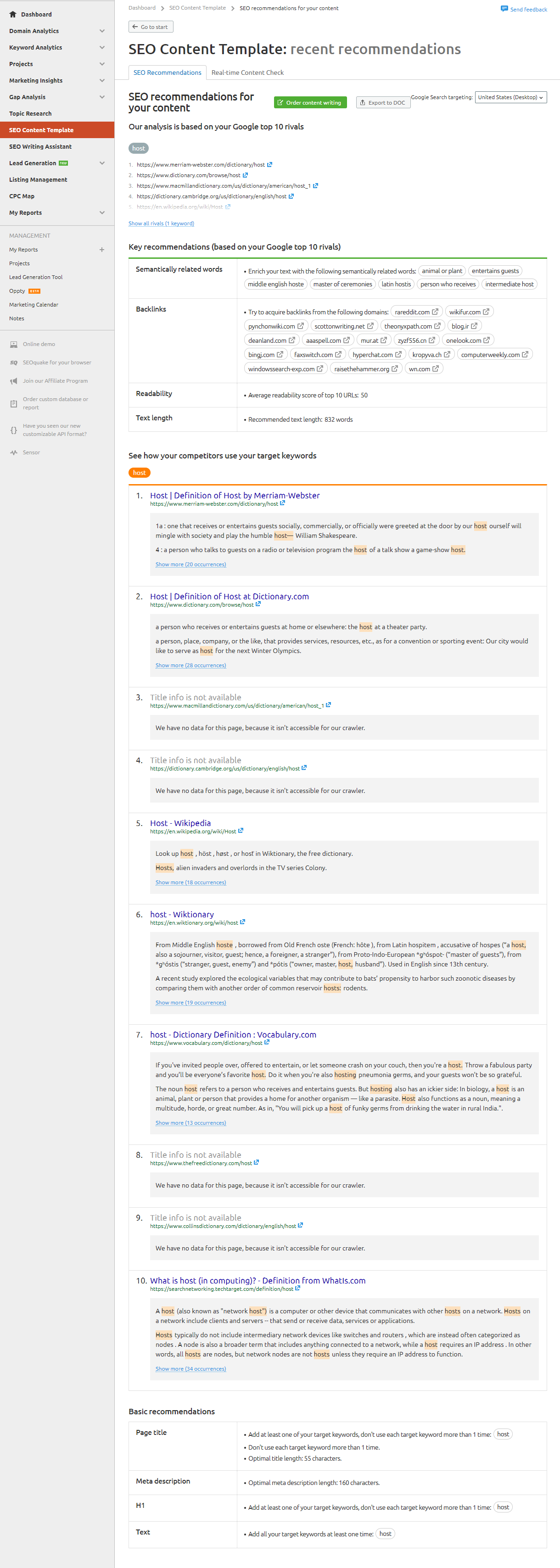 seo content template recommend