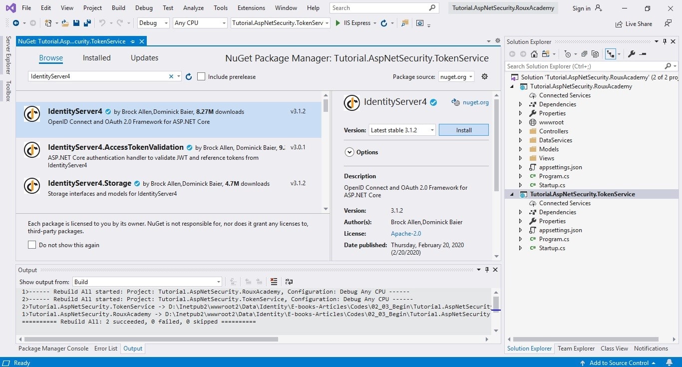 Get started with IdentityServer - Install IdentityServer4