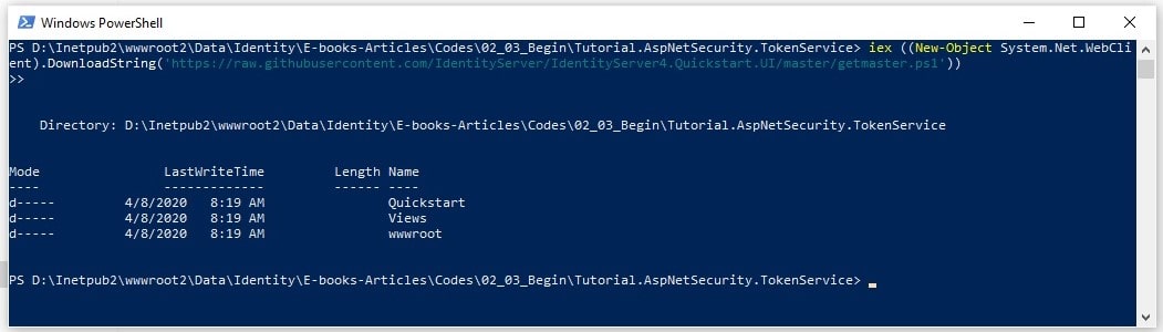Support user authentication with IdentityServer - PowerShell - Command Result