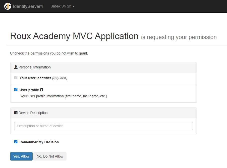 How external login works - Consent Screen