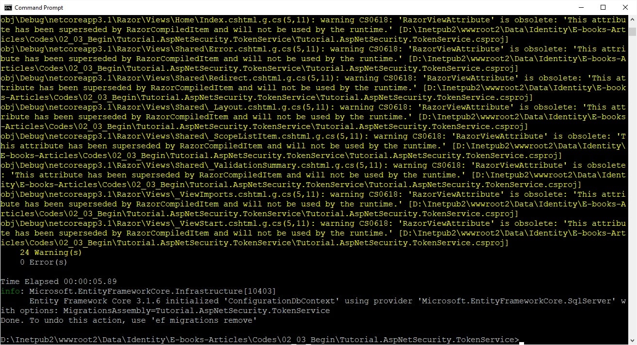 Initialize IdentityServer database - ConfigurationDbContext