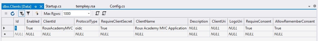 Initialize IdentityServer database - Clients Data-min