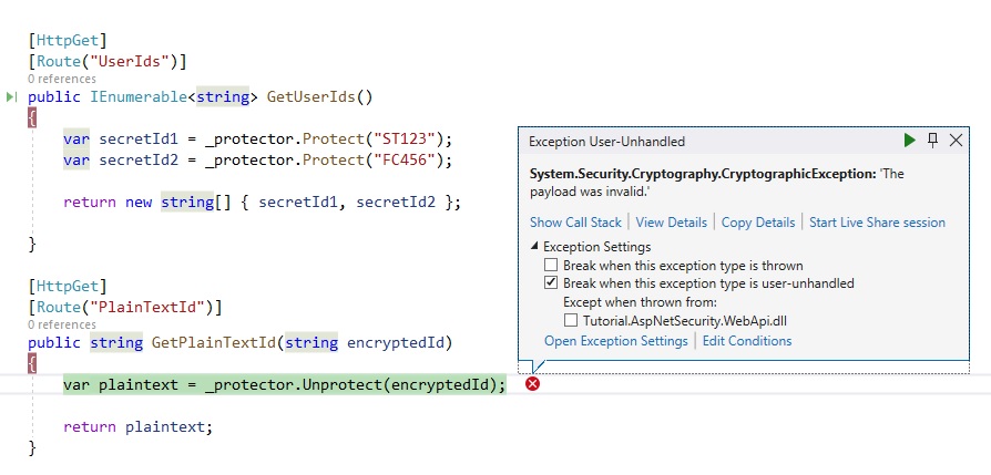 GetPlainTextId Method - Wrong Input - RunTime Error
