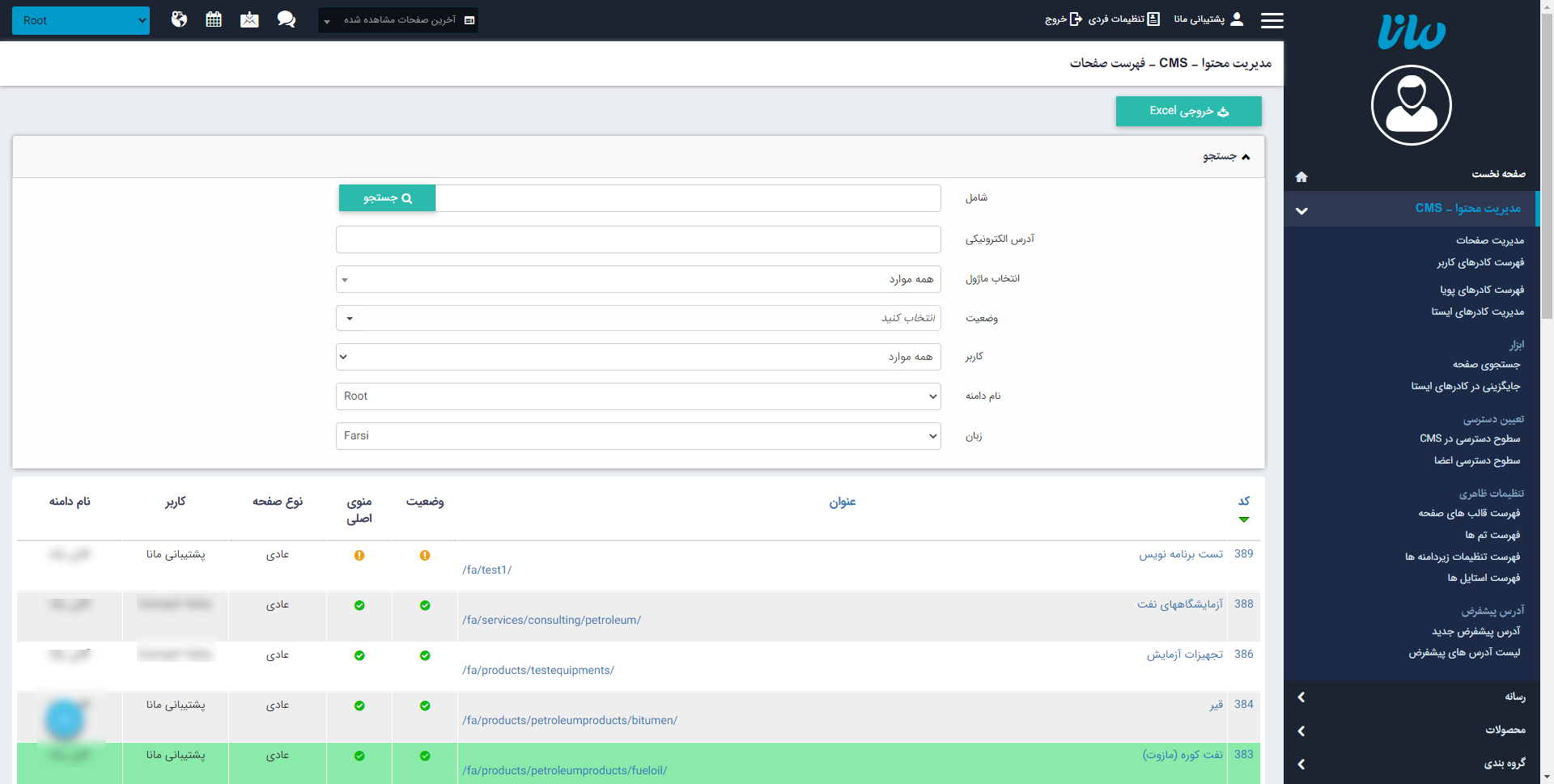 کنترل های نقشه سایت در مدیریت محتوا 5