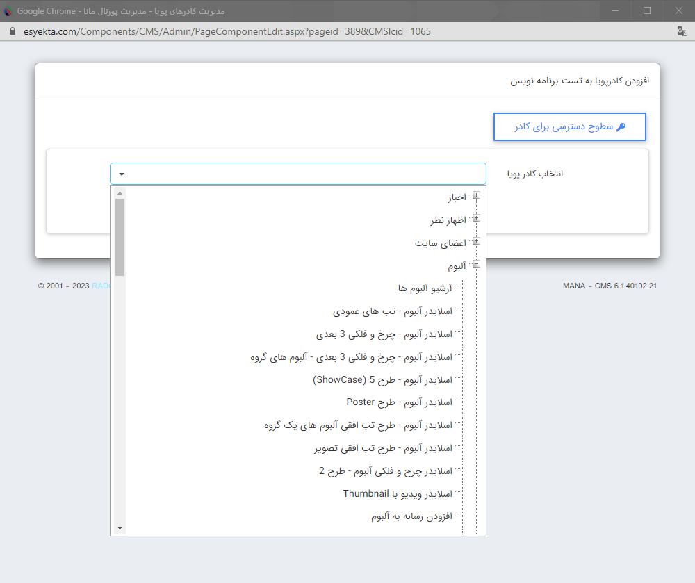 ایجاد و بررسی کادر پویا و ایستا در مدیریت محتوا 2